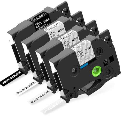 MarkField 4x Kompatibel mit Brother P-Touch Bänder TZ TZe-231 131 135 335 Bunt Band Laminiert 12mm 0.47 Schriftband, für PT-H110 H107 H100LB H105 H101C 1000 1010 D200 D210 D410 E110 P300BT Cube