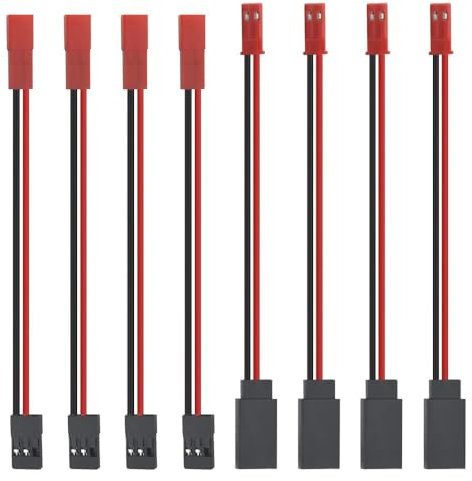 BGTXINGI 4 Paar JST auf JR Verbindungskabel, 8 Stück, 10 cm, 22 AWG, geeignet für RC Flugzeug, Hubschrauber, Auto