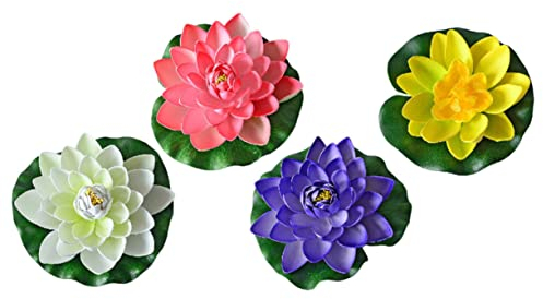Garneck 4 Stück Simulation Seerosendekoration Lotus Künstlich Decoraciones para Sala De Casa Teichdekorationen Im Freien Schwimmender Teich Blumen-seerosenblätter Pflanze Plastik Lilie