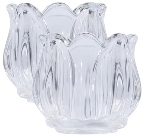 Générique Bougeoir en Verre Fleur 2.76In Support Bougie Chauffe-Plat Élégant Décoration Table Mariage Dîner Romantique Ambiance Chaleureuse