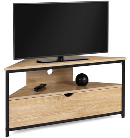 IDMarket - Meuble TV 100 cm d'angle Detroit avec Placard Design Industriel