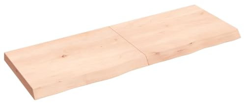 vidaXL Waschtischplatte, Tischplatte für Badezimmer, Massivholzplatte mit Naturkante, Holzplatte Arbeitsplatte Bad Waschtischkonsole Platte, Massivholz Unbehandelt