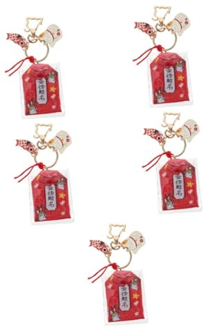 ABOOFAN 5 Portachiavi Decorativi Giapponesi Cinesi A Forma Di Gattino Kawaii Che Saluta Con Il Braccio Per Lo Zaino