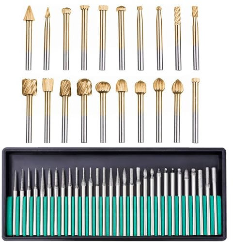50 Pcs Set di frese rotanti in carburo di tungsteno accessori per dremel legno e intaglio in pietra lavorazione in acciaio metallo incidere e sbavare strumenti metallo con perno diamantato