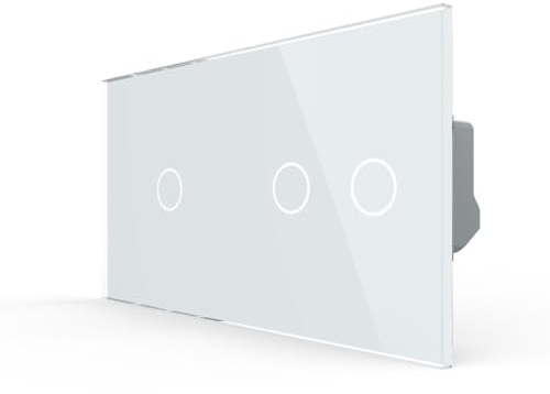 LIVOLO Kombination Touch einfacher Lichtschalter + Serienschalter Wandschalter Touchschalter inkl. Glasblende Weiß