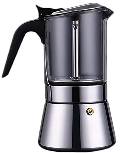 OQHAIR Cafetera espresso de inducción para estufa, cafetera Moka clásica de vidrio y acero inoxidable, adecuada para todo tipo de estufas, puede hacer capuchino 240 ml (240 ml)