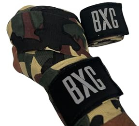 BXG Bende da boxe mimetiche per arti marziali, bendaggi interni, guantoni per pugilato, MMA, 4,5 metri, cinghie di supporto per il polso, borsa elastica per allenamento sotto le nocche della mano