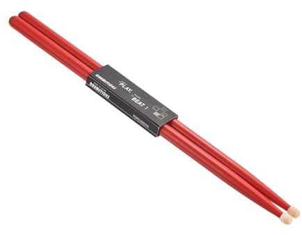 QUARKZMAN Baquetas de Madera de Arce con Mangos Antideslizantes Rojas 1 Par