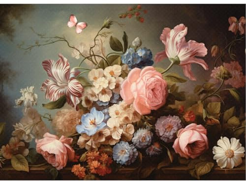 Rosa Blumenstrauß, Reispapier, 29,2 x 40,6 cm, Maulbeerpapier für Decoupage, Möbeldruck, Basteln, 1 Stück