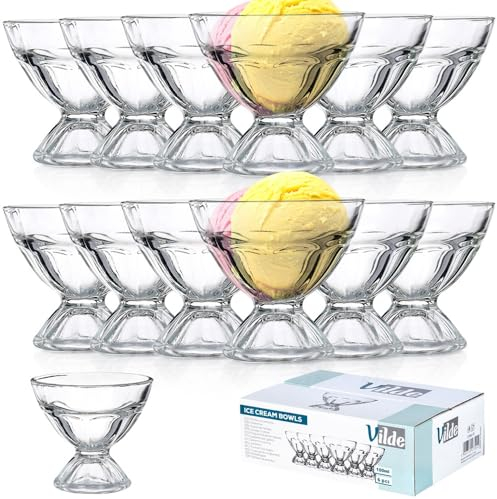 Vilde Tazza per gelato, gelato, ciotola per dessert in vetro, 100 ml, 12 pezzi