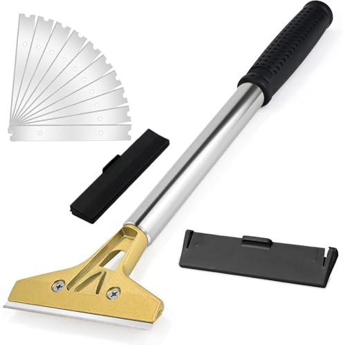 AMSNINK Tapetenentferner Mit 10 Klinge, Tapetenschaber Mit Gummigriff, Tapetenlöser, Tapeten Entfernen, Tapetenablöser, Zum Entfernen Von Tapeten Und Bodenfliesen-Kleber, Farbe, Abziehbilder