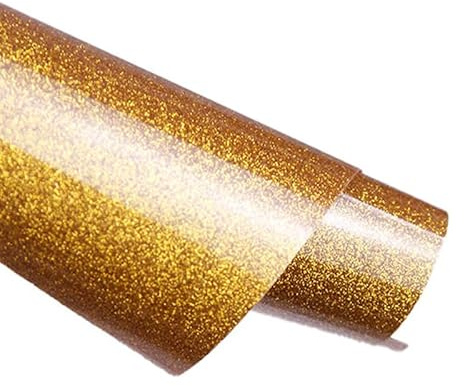 Dekaim Gold Glitter Heat Transfer Vinyl, 12 x 5ft, For Cricut & All Cutter Machines, Iron On Vinyl for Cotton/Polyester/Nylon Fabrics