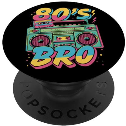 80's BRO Retro Boombox and Cassette Design for 80s Fans PopSockets Klebender PopGrip