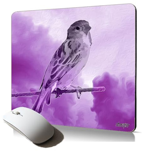 Tapis de Souris Souple Oiseau Moineau Nature Mouse Pad Dessin Original Support Ergonomique Nuage Ciel Animaux