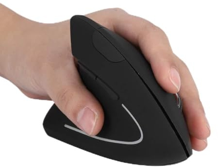 Brrnoo Ratón Vertical Ergonómico Inalámbrico para Zurdos con 6 Botones Programables, Configuración de 1600 PPP, Receptor Nano USB, Botones Atrás/adelante, Modo de Ahorro de Energía