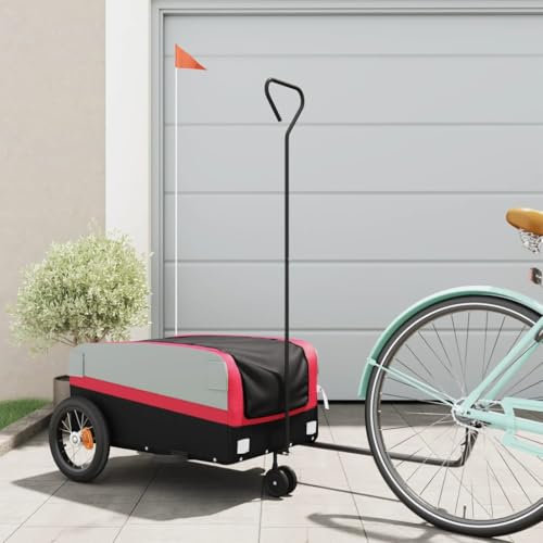Xichuzi Fahrradanhänger Schwarz und Rot 30 kg Eisen, Fahrrad Anhänger, Lastenanhänger, Handwagen, Fahrrad-lastenanhänger, Lastenfahrrad - 94055