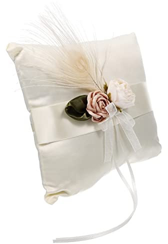 HOLIDYOYO Hochzeit Ringkissen Aus Satin Mit Blumen-dekoration Romantisches Ringkissen Für Trauung Vielseitig Verwendbar Als Schmuckhalter Für Hochzeitszeremonien Und Engagements