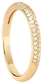 Beydodo Ehering Damen Einzeln, Ring Gold 585 mit Moissanit Bandring Hochzeit Ring Frauen Nickelfrei Gr.55 (17.5)