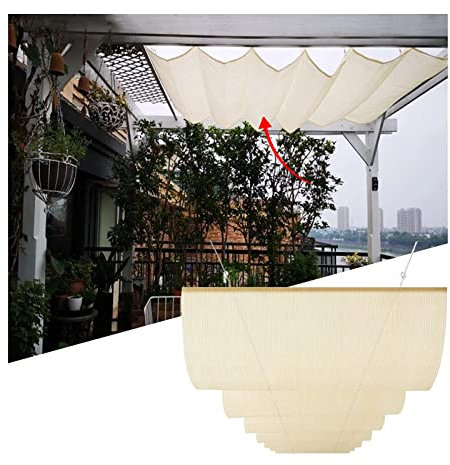 Toldo retráctil con cubierta ondulada para exteriores, fácil de instalar, tela transpirable, 5 m x 5 m, parasol enrollable