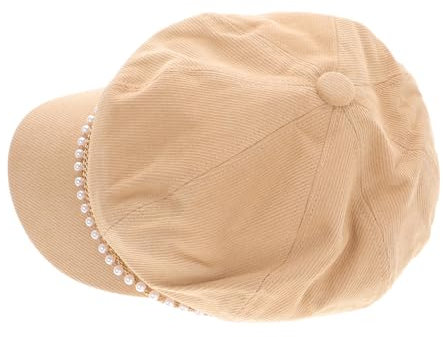 Veemoon Achteckige Damen Newsboy Mütze Mit Künstlicher Perlenkette Leichte Frühjahrs-baskenmütze Modisches Schlichtes Design Für Outdoor Und Alltag Atmungsaktive Langlebige Kopfbedeckung