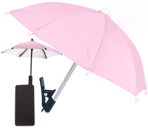 Comebachome Phone Umbrella, Clip-On Adjustable Cell Phone Sunshade, UV Protection Anti-Reflection, Anti-Glare Cellphone Sunshade, Phones Umbrella for All Smartphones (Pink)