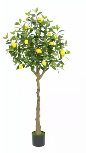 Árbol De Limonero Piante Finte con Frutas Realistas, Artificial Planta Decorativa, para El Hogar, Casa, Mesa, Oficina, Jardín, Interior Y Exterior, Hojas Realistas(150cm/4.9ft)