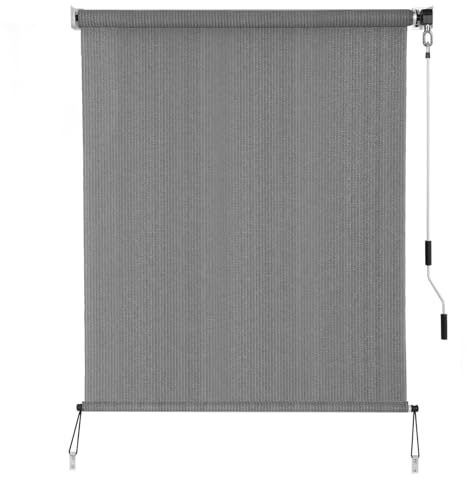 SEEYE Outdoor Sunshade Roller Shades 60 W x 72 H, Cordless Roll Up Shade Blinds Privacy Screen with 90% UV Protection, Exterior Patio Shade Cloth for Porch Pergola Balcony Windows, Dark Grey