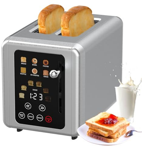 Gain De Grille Intelligent à 2 Tranches avec écran Tactile, 6 Types De Pain Et 6 Paramètres De Teinte, Minuterie Numérique, Alerte Sonore, Dégivrage, Pain Grille