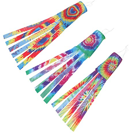 Abaodam 3pièces Manches à Air Extérieures Tie-Dye Lot de Décorations Suspendues pour Fête Halloween Manches à Air pour Porte Jardin Balcon