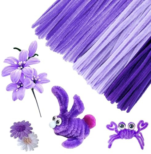 Sitbfoam 300 Stk Pfeifenreiniger, 3 Verschiedene Gelb Pfeifenputzer Biegeplüsch Basteldraht 30cm Pfeifenreiniger Chenilledraht DIY-Projekte (300pcs verschiedene Lila)