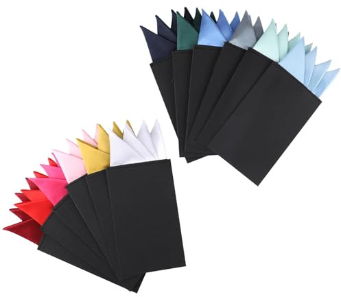 Nexlynk 12 Stück Herren Einstecktücher vorgefaltet, Größenverstellbar, Satin Polyester, am Karton, Hochzeitsaccessoires, Business Outfit, Anzugtaschentuch, Geschenkidee für Männer