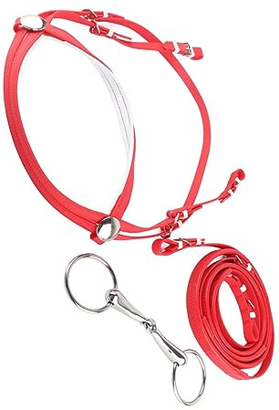 Yctze Arnés de Rienda de Brida Ajustable de PVC con Filete Hueco de Acero Inoxidable Extraíble - Cabezal Resistente e Impermeable para Caballos de 1,3-1,7 M