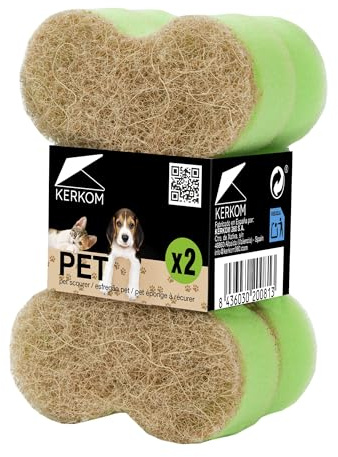 KERKOM 2 Estropajos Pet Mascotas – para comederos y Accesorios – Abrasivo de sisal Natural – Alternativa a estropajos convencionales con Fibras sintéticas – Uso Separado de la Cocina