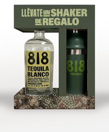 818 Tequila Blanco 100% Agave con Shaker de Regalo - Pack de 70 cl