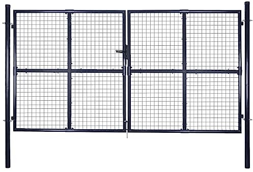 Zauntor Gartentore Metall Gartentür,Gitter-Gartentor Verzinkter Stahl 306 x 175 cm Grau für Garten Terrasse
