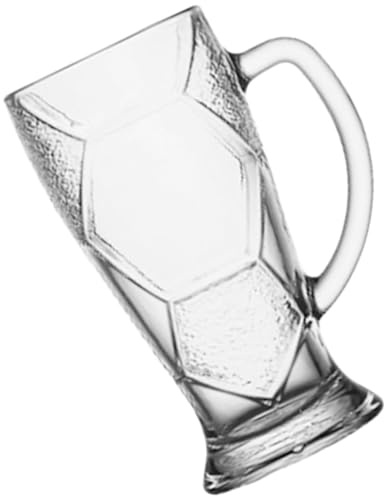 Healeved Boccale di Birra con Manico 600 Ml in Vetro Trasparente Grande Capacità per Birra Vino e Whisky Multifunzione per Feste e Partite di Calcio