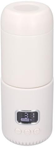 Neiyty Bollitore Elettrico da Viaggio con Riscaldamento Senza Fili, Bottiglia D'acqua Portatile a Temperatura Costante da 400 Ml, Prova il Lusso del Riscaldamento Senza Fili,
