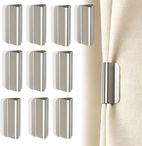 Clip Magnetiche Per Tende, 10 Paia Magnetica Tende Chiusura, Nessuna Foratura Magneti Adesivi Clip Tendes Oscuranti, Fibbia Removibile Clips Chiusura Magnetica Finestra Tendes Oscuranti Accessorio