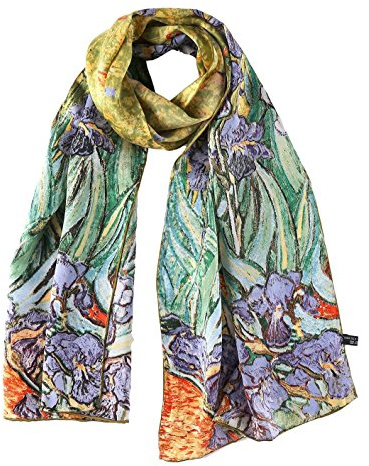 Van Gogh Charmeuse Damen-Schal, lang, Seide, blaue Iris, 63 x 17 Zoll, Van Gogh Blaue Iris, 63 x 17