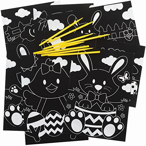Baker Ross Images à Gratter motif Pâques - Lot de 8, Art à Gratter pour les Enfants (FC621)