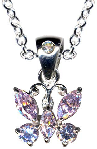 Schmuck-Krone - Collar con Colgante de Mariposa (Plata de Ley 925, circonitas), Color Lila