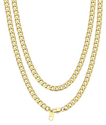 Bandmax Chaîne Doré Courte Maille 4mm Collier Ras de Cou Femme Plaqué Or 36+5cm