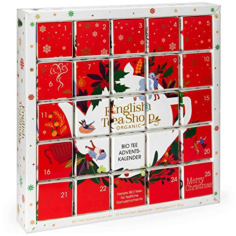 ETS - Puzzle Tee Adventskalender Red Christmas, 25 x BIO Tees in Pyramidenbeuteln, Früchte, Kräuter und Gewürztee