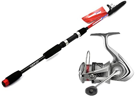 Teleskop Angelset 2,10m / 15-40g Teleskoprute + Daiwa Angelrolle Spinnrolle Reise Travel Combo