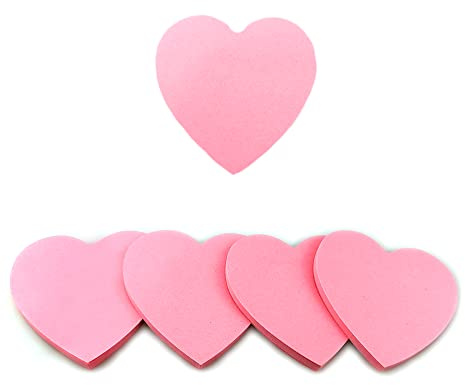 Saktopdeco 4 Blöcke Kleine Herz-Haftnotizen – Rosa Valentinstag Haftnotizen für Frauen – Selbstklebende Notizblöcke für Büro, Schule, Zuhause