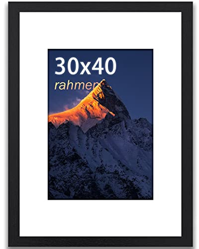 wyewye Cadre 30x40 cm, Cadre photo bois 30x40 cm noir, plexiglas incassable, pour impression 30x40 ET photo 22x28 cm, Cadre photo (Noir)