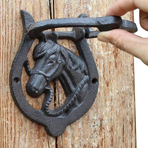 Llamador Puerta Aldaba Antigua de Caballo, Aldabas de Hierro Fundido Negro Macizo Hechas a Mano, Aldabas Personalizadas para Puertas de Entrada