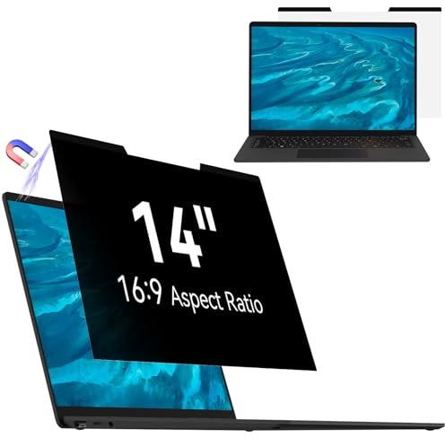 Mamol Magnetic Laptop Privacy Screen 14 inch 16:9, Removable Anti Glare Protector Blue Light Privacy Screen Filter,Filter Shield Compatible with HP/Dell/Acer/Asus/Samsung/Lenovo/Thinkpad Envy