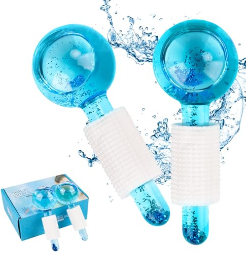 2 Stück Facial Ice Roller, Gesichtsroller Massage, Facial Ice Globes, Ice Face Roller für Eis-Gesichtsbehandlung, Reduziert Schwellungen, Strafft die Haut, Verbessert die Durchblutung (Blau)
