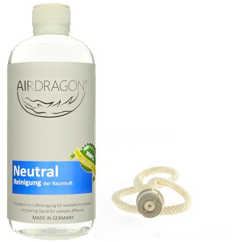 AIRDRAGON - 1L NEUTRAL mit Docht für jede katalytische Lampe - OHNE künstliche Duftstoffe - Premium Natur Raum-Duft